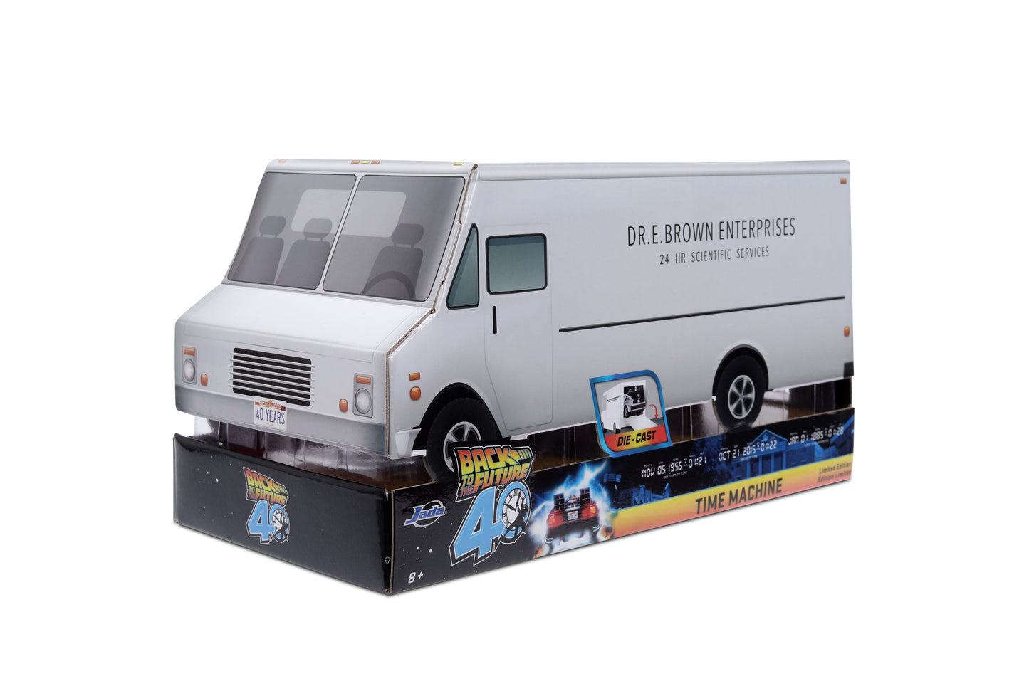 Back to the Future die-cast 1:24 scale 40th Anniversary "Hollywood Rides" light-up DeLorean Time Machine