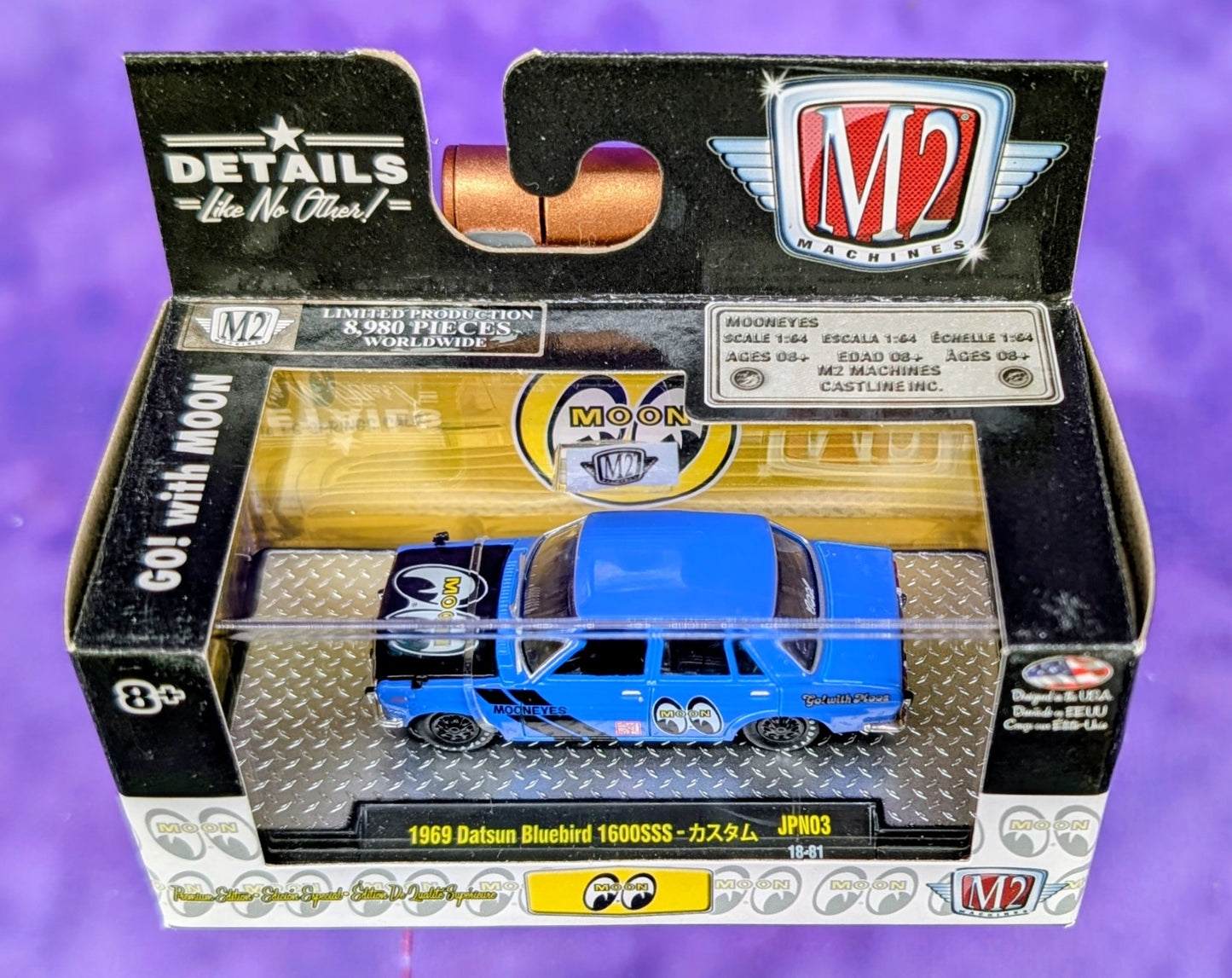 M2 Machines 1969 Datsun Bluebird 1600SSS - Mooneyes - JPN03 MOON 18-81