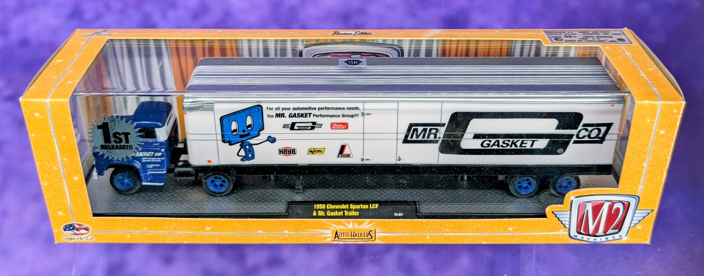 M2 Machines 1958 Chevrolet Spartan LCF & Mr. Gasket Trailer - The FIRST M2 Hauler EVER! - 11-01