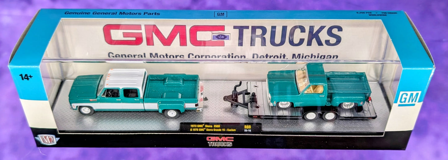 M2 Machines 1973 GMC Sierra 3500 & 1976 GMC Sierra Grande 15-Custom - GMC TRUCKS - R88 25-18