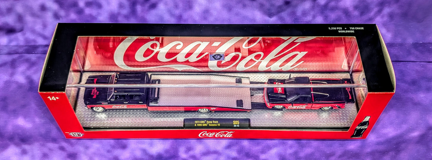 M2 Machines 1973 GMC Ramp Truck & 1995 GMC Sonoma 15 - Coca-Cola Auto-Haulers