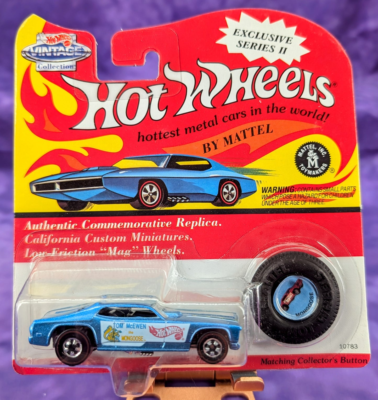 Hot Wheels Vintage Collection Snake and Mongoose Set w/ Matching Collector's Buttons - Red Line Tires