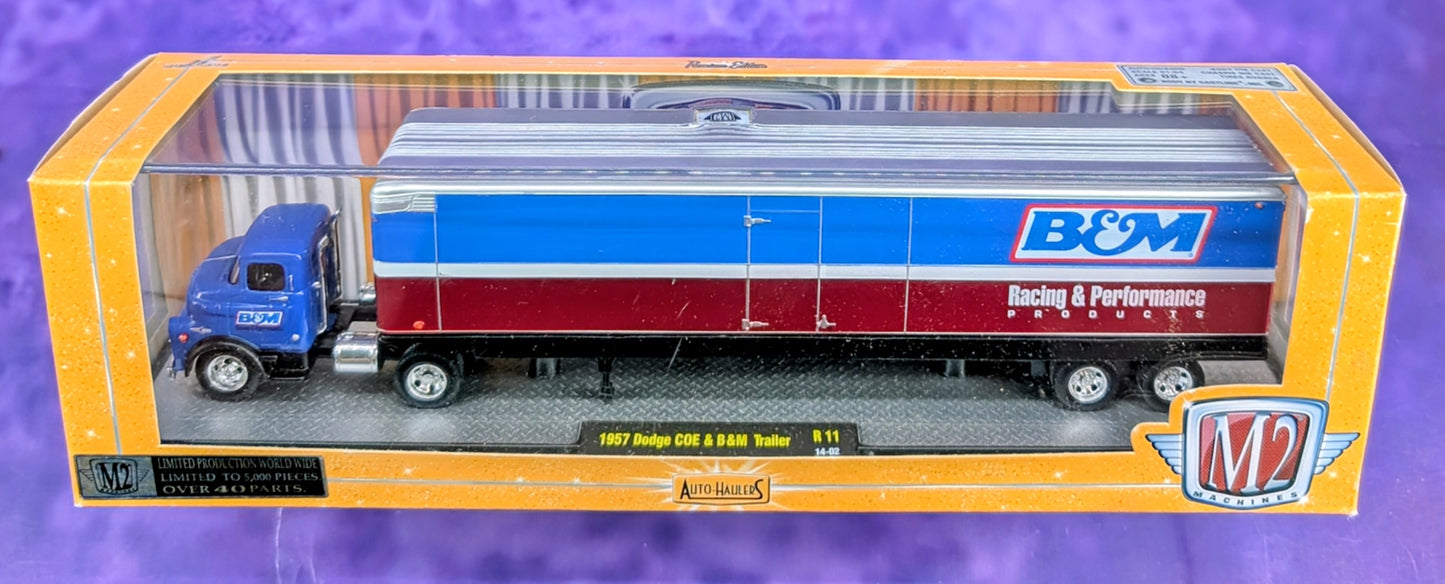 M2 Machines 1957 Dodge COE & B&M Trailer - R11 14-02