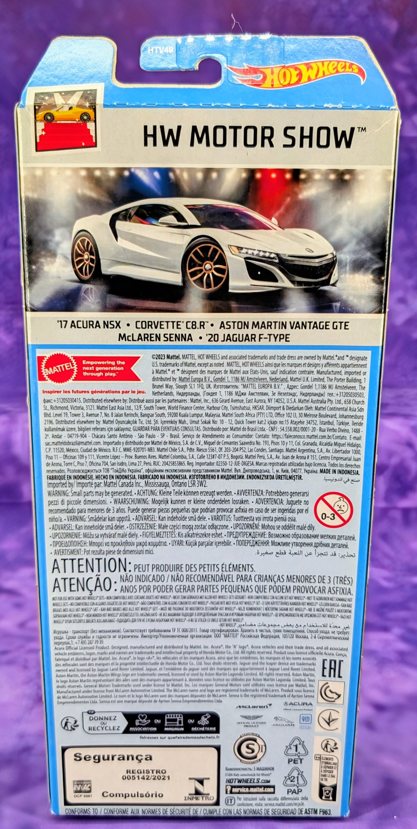 Hot Wheels Motor Show 5 Pack - Corvette C8.R, Acura NSX, McLaren Senna - Mainline
