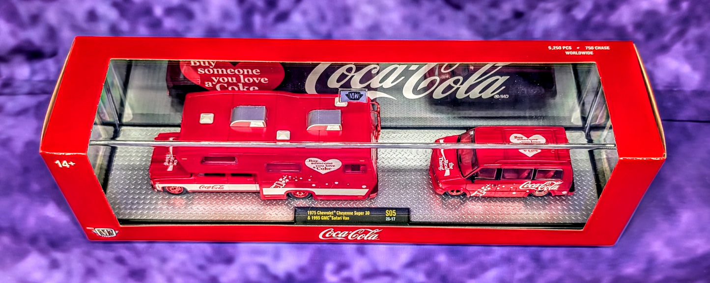 CHASE M2 Machines 1975 Chevrolet Cheyenne Super 30 & 1995 GMC Safari Van - 1 of 750 - Coca-Cola Auto-Haulers