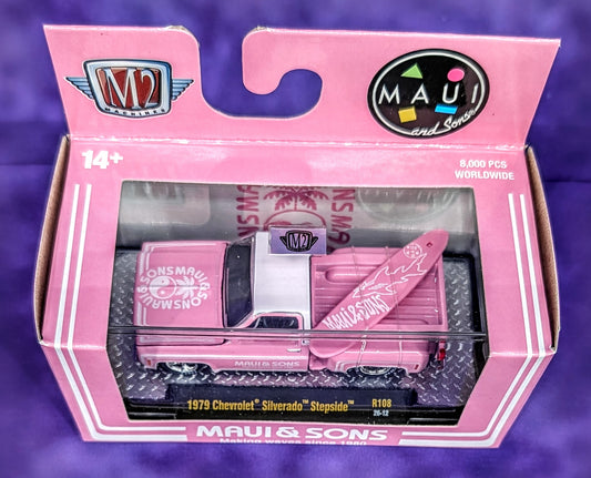 M2 Machines 1979 Chevrolet Silverado Stepside w/ Surfboard - Maui & Sons