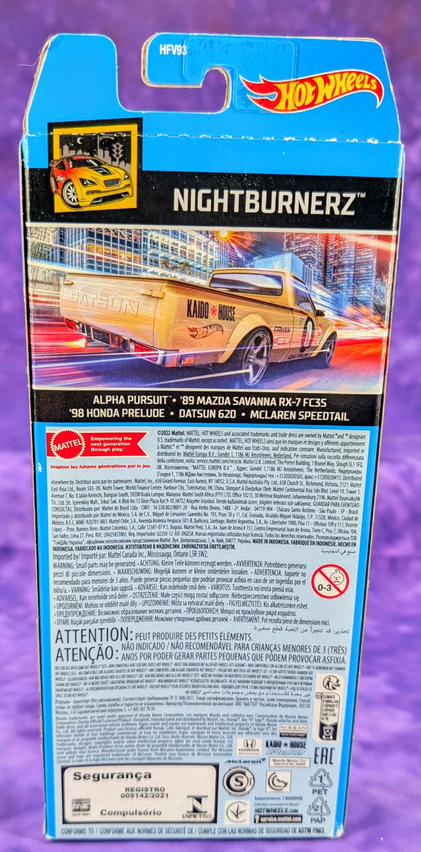 Hot Wheels Nightburnerz 5 Pack - Honda Prelude, Mazda RX-7, Datsun 620 - Mainline