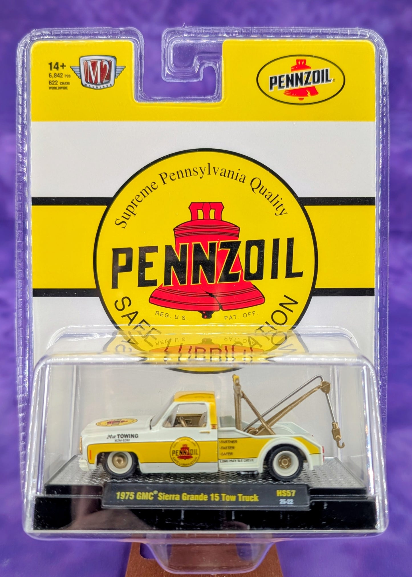CHASE! M2 Machines 1:64 1975 GMC Sierra Grande 15 Tow Truck Pennzoil – Hobby Exclusive
