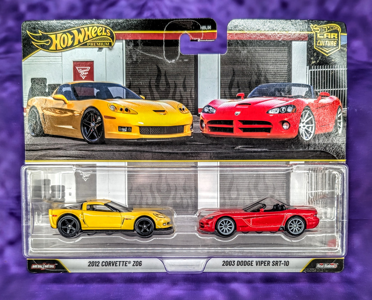 Hot Wheels 2012 Corvette Z06 "JORTS" & 2003 Dodge Viper SRT-10 - Car Culture 2-Pack - Premium