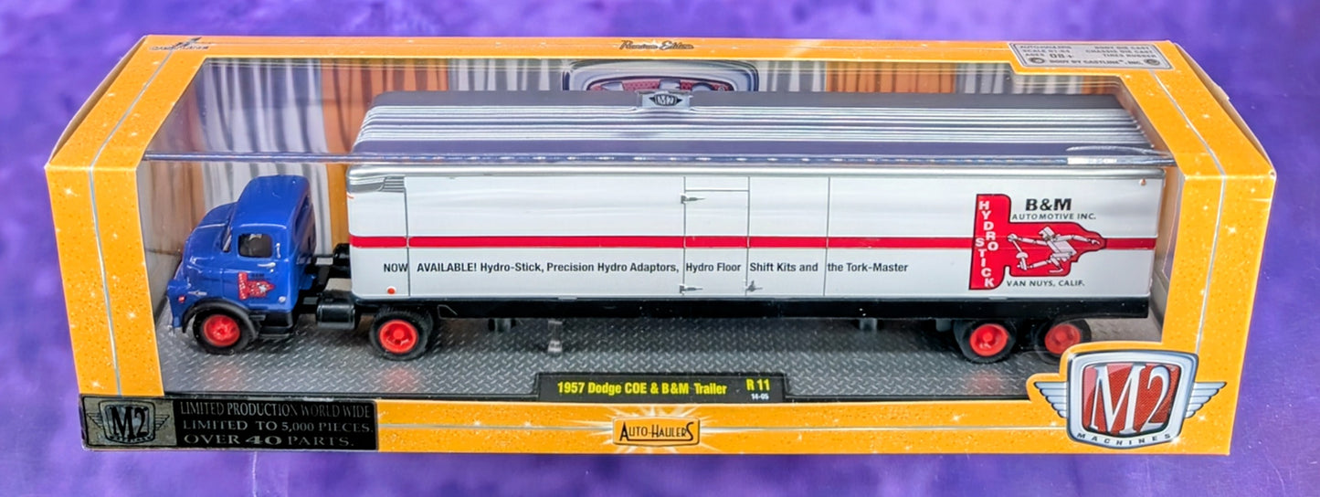 M2 Machines 1957 Dodge COE & B&M Trailer - R11 14-05