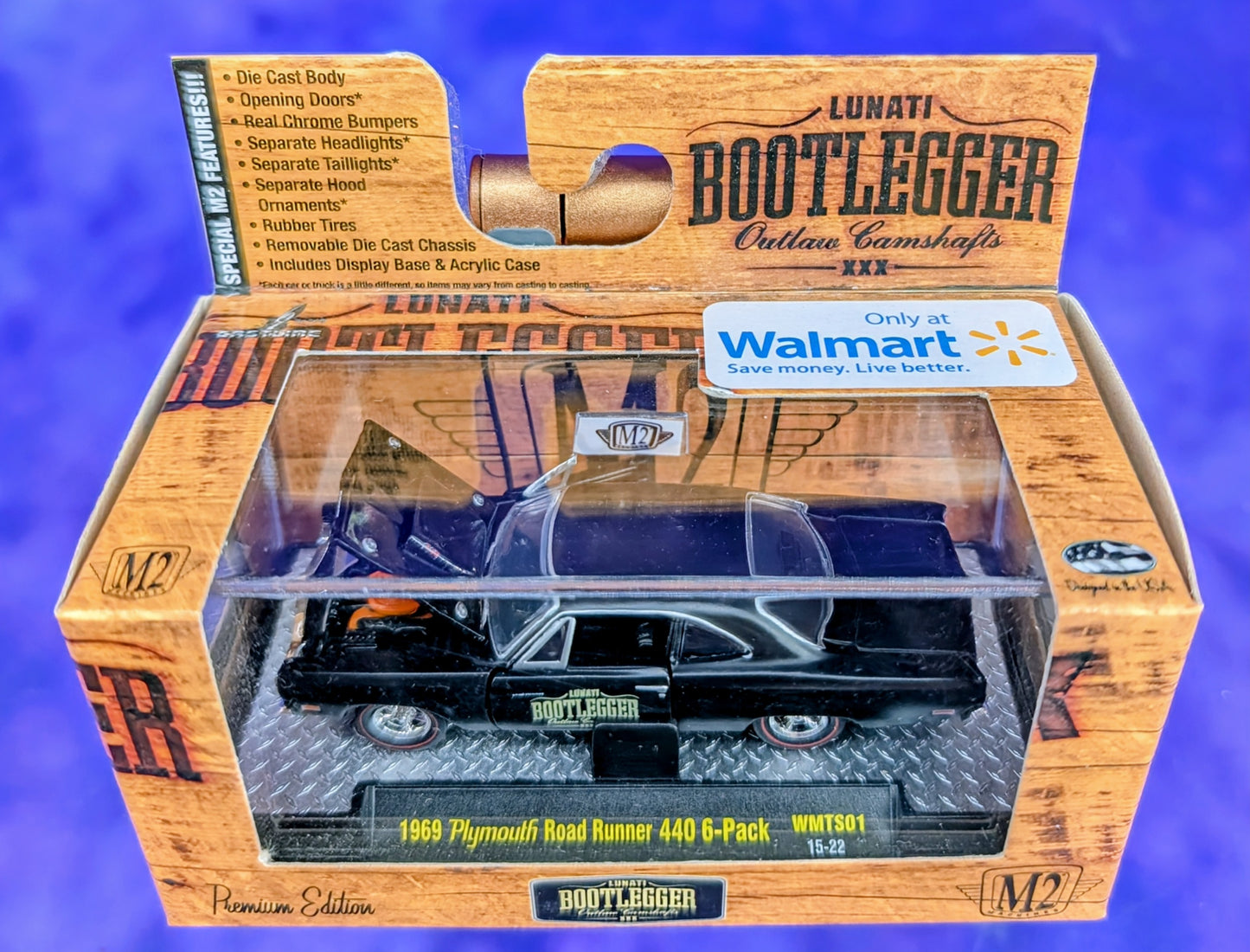 M2 Machines 1969 Plymouth Road Runner 440 6-Pack - Lunati Bootlegger Cams - Walmart Exclusive - WMTSO 15-22