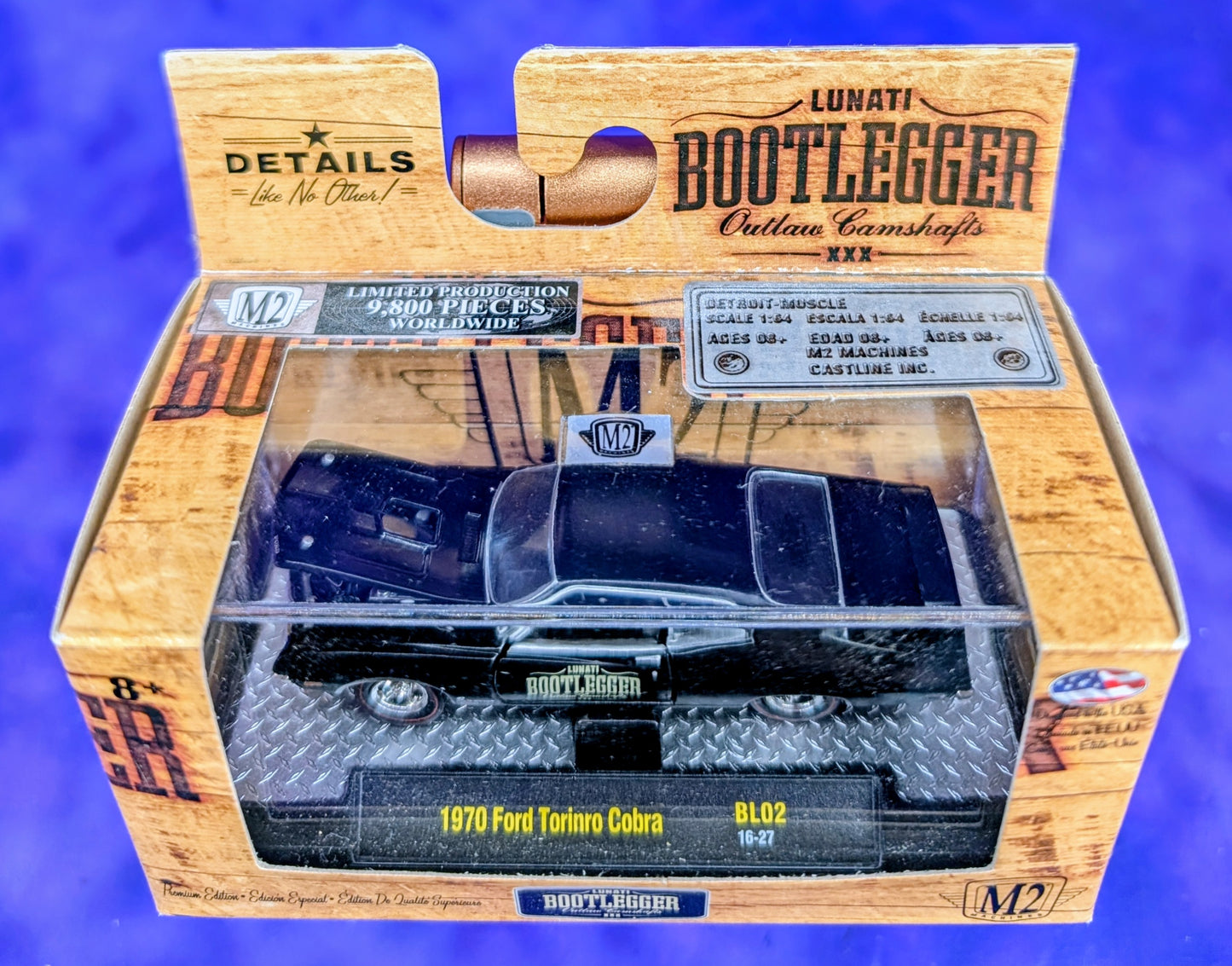 M2 Machines 1970 Ford Torino (Torinro Error) Cobra - Lunati Bootlegger Cams - BL02 16-27