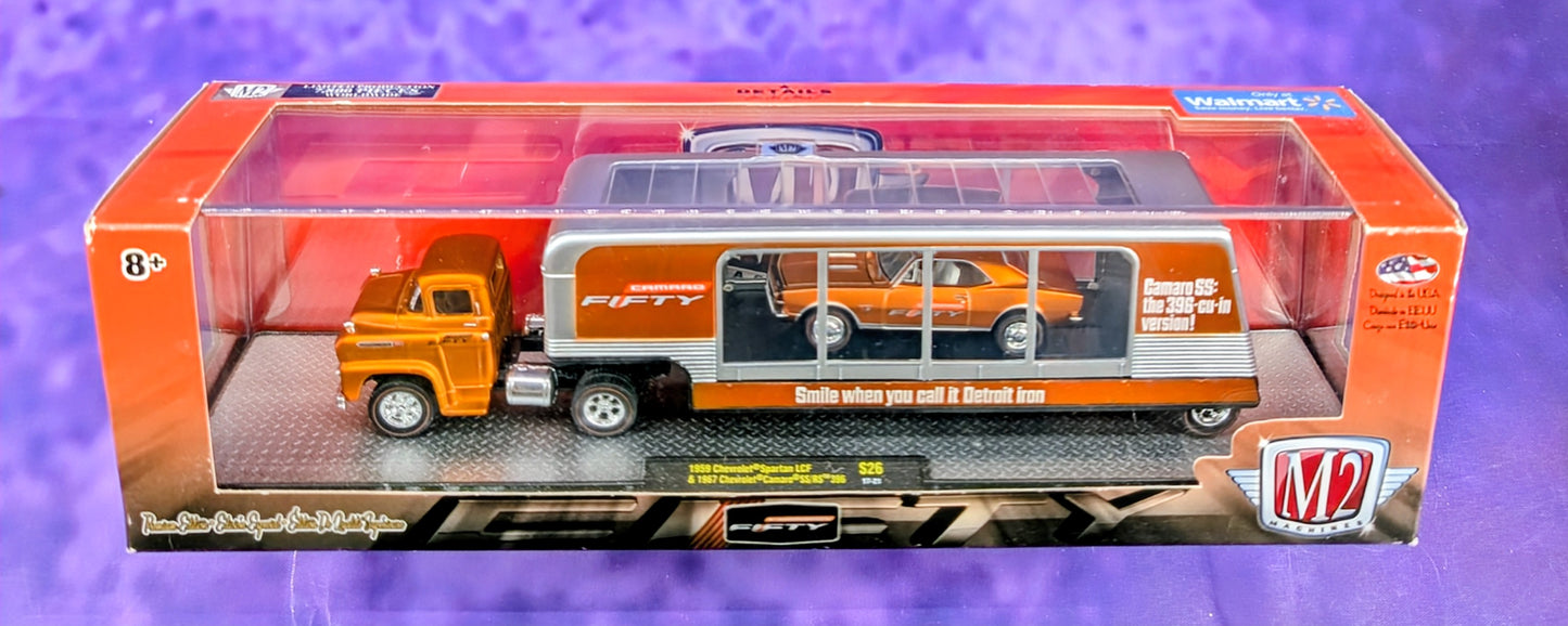 M2 Machines 1959 Chevrolet Spartan LCF & 1967 Chevrolet Camaro SS/RS 396 - Camaro Fifty - Walmart Exclusive - S26 17-