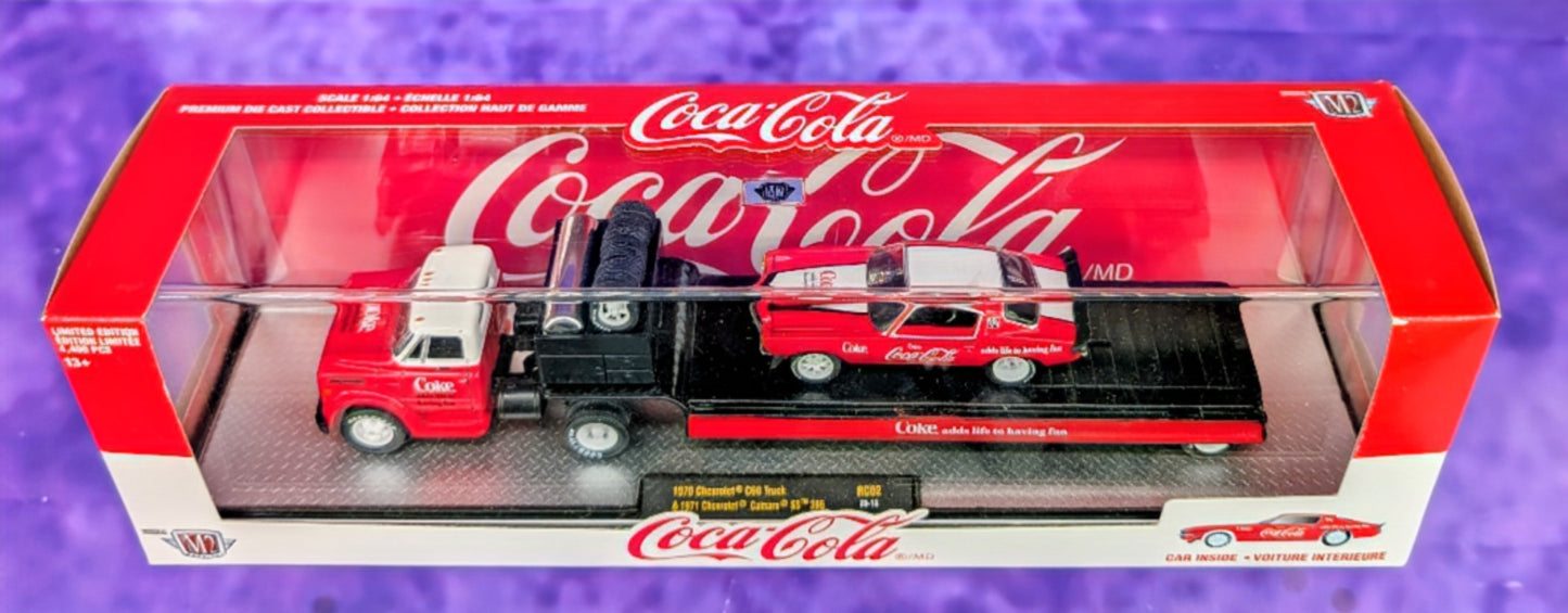M2 Machines 1970 Chevrolet C60 truck and 1971 Chevrolet Camaro SS 396 Hauler - Coca-Cola - RC02 20-13