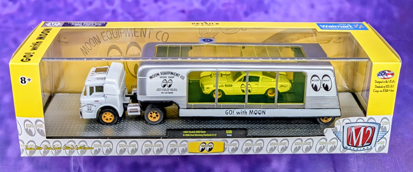 M2 Machines 1964 Ford C-850 Truck & 1966 Ford Mustang Fastback 2+2 - Moon Eyes - Walmart Exclusive - S30 18-04