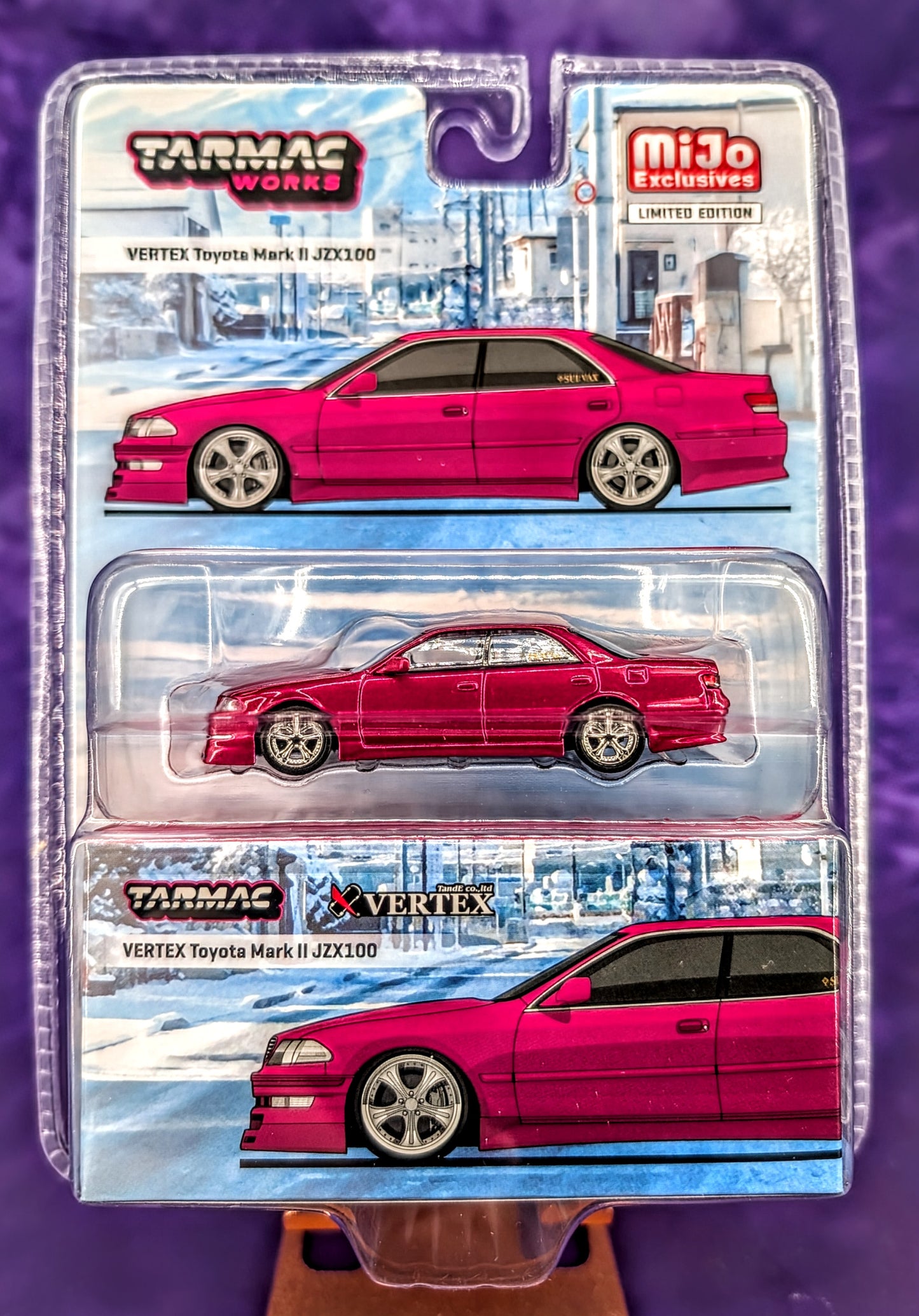 Tarmac Works 1:64 VERTEX Toyota Mark II JZX100 Chaser – Pink Metallic – MiJo Exclusives