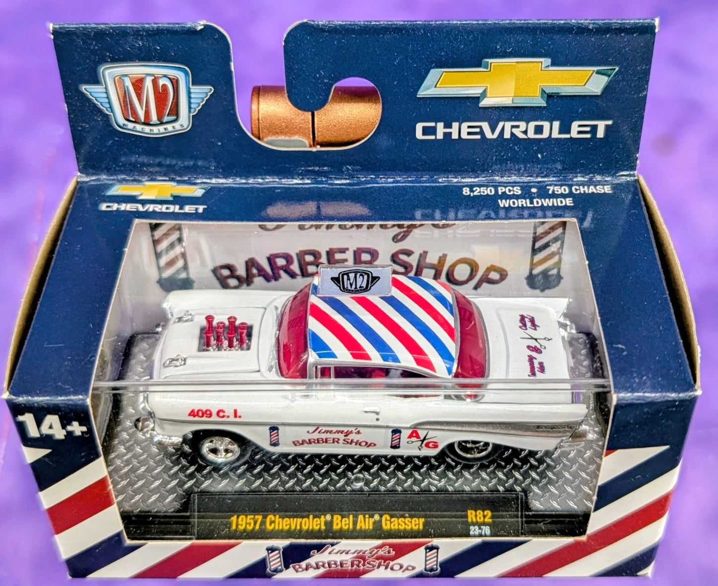 M2 Machines 1957 Chevrolet Bel Air Gasser - Barber Shop - R82 23-76