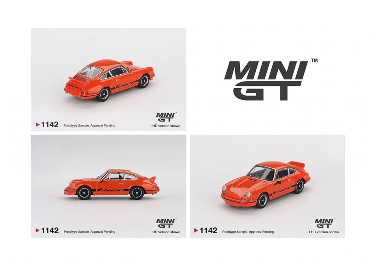 MINI GT Porsche 911 Carrera RS 2.7 - Tangerine with Black Livery - #1142 LHD