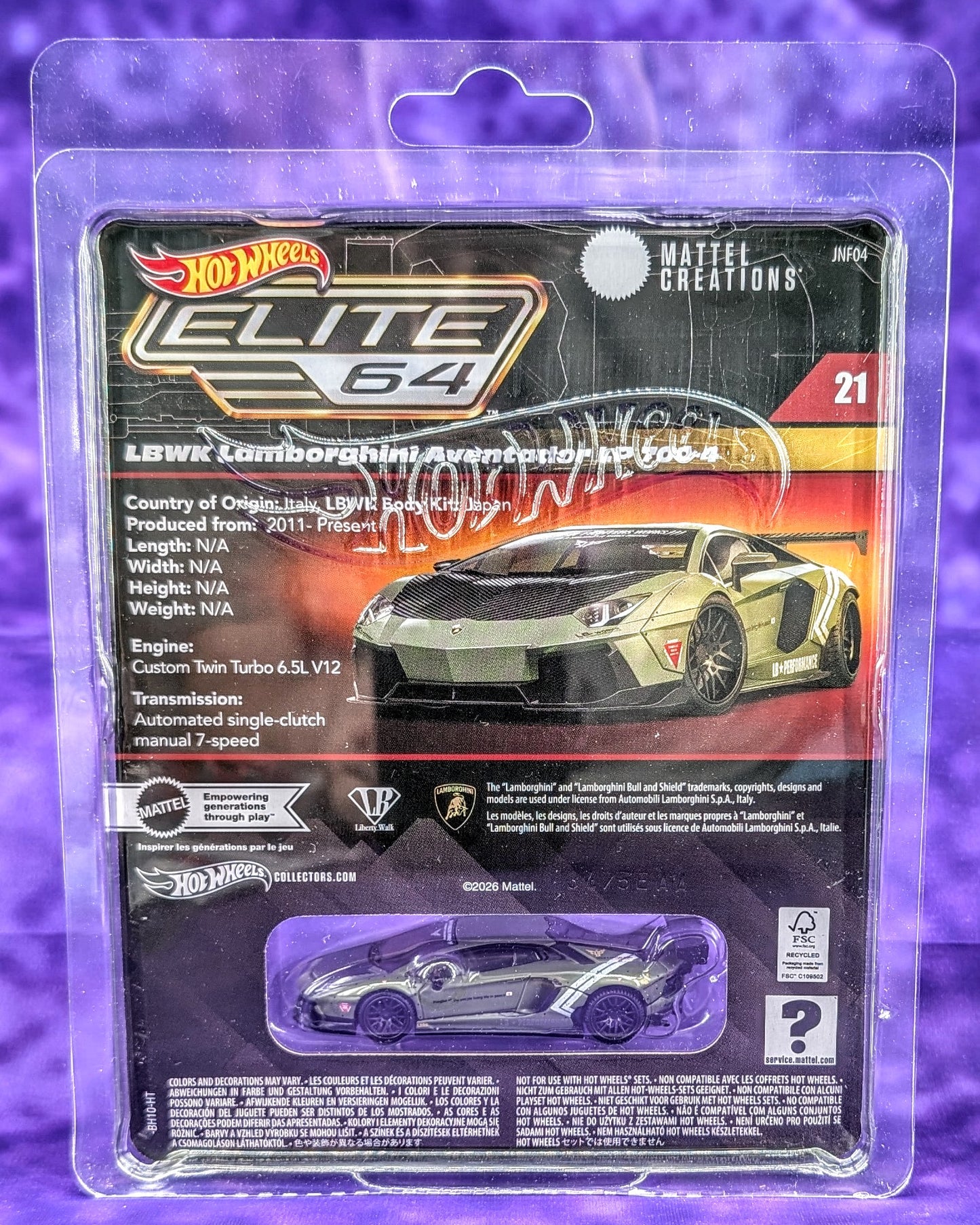 Hot Wheels Elite 64 LBWK Lamborghini Aventador LP 700-4