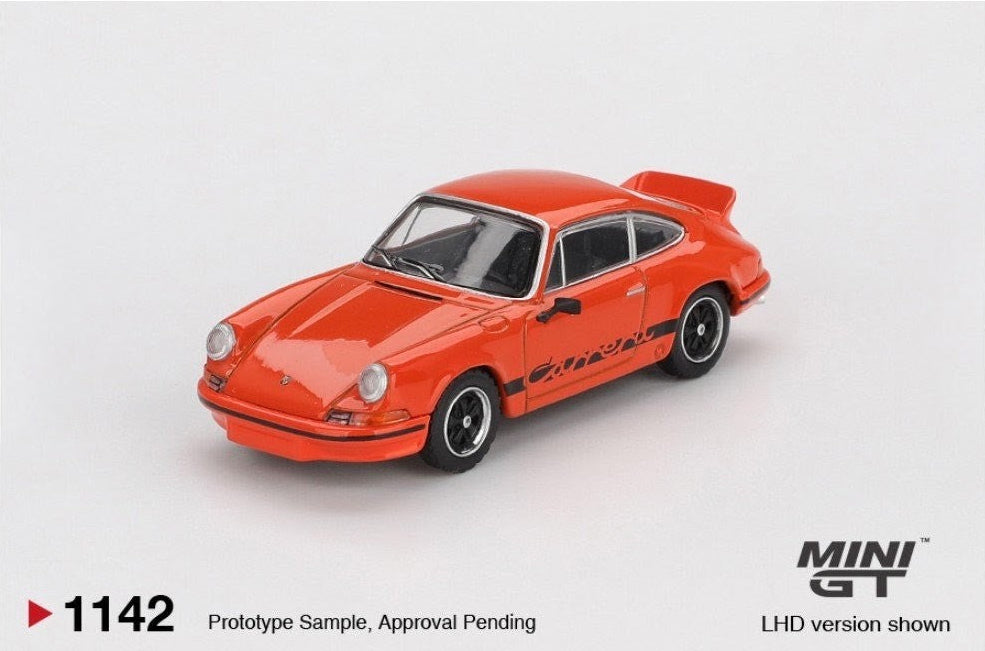 MINI GT Porsche 911 Carrera RS 2.7 - Tangerine with Black Livery - #1142 LHD