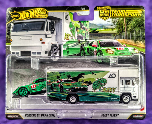 Hot Wheels Rexy Porsche 911 GT3 & Fleet Flyer - Team Transport - Premium