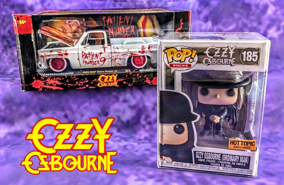 M2 Machines Ozzy Osbourne 1976 GMC Sierra Grande 15 "Patient Number 9" 1/24 Scale & Funko Pop! Rocks Ozzy Osbourne (Ordinary Man) Hot Topic Exclusive #185 - Bundle