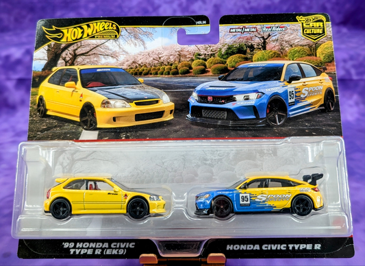 Hot Wheels '99 Honda Civic Type R (EK9) & Spoon Honda Civic Type R 2-Pack - Car Culture - See Description