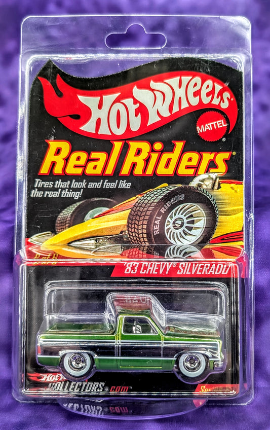 Hot Wheels RLC '83 Chevy Silverado - Real Riders Series 8 (Antifreeze w/ Chrome Center) Limited 02587/3000 - Red Line Club