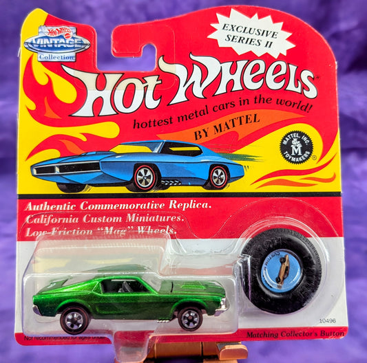 Hot Wheels Vintage Collection Custom Mustang and Collector's Button - Red Line Tires - See Description