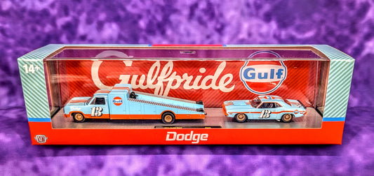 M2 Machines GULF 1974 Dodge Truck & 1970 Dodge Challenger T/A - Auto-Haulers