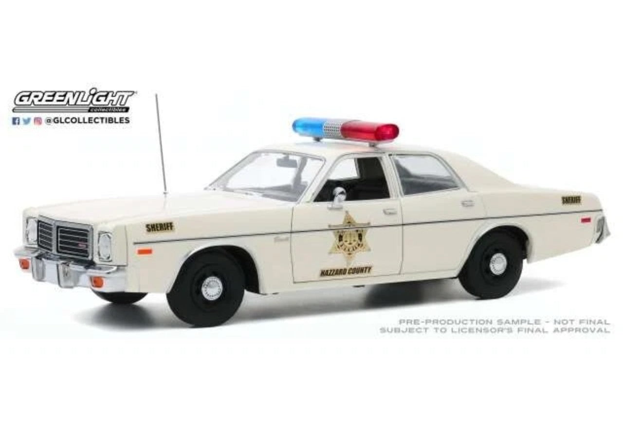 Dukes of Hazzard 1975 Dodge Coronet Police Car - 1:18 Scale - Greenlight Artisan Series - New in Sealed Box