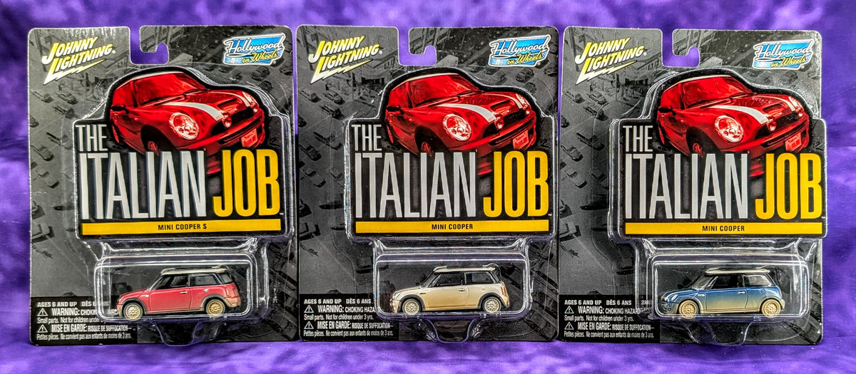 Johnny Lightning Mini Cooper - The Italian Job - Set of 3 - Getaway Trio - Hollywood on Wheels