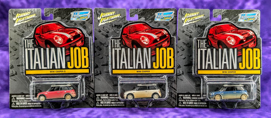 Johnny Lightning Mini Cooper - The Italian Job - Set of 3 - Getaway Trio - Hollywood on Wheels