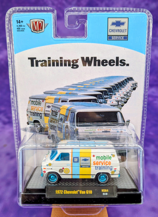 CHASE! M2 Machines 1:64 1972 Chevrolet G10 Van "Training Wheels" – Hobby Exclusive - 1 of 400