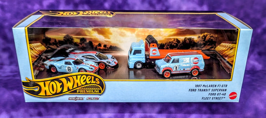 Hot Wheels Gulf Oil Racing Fleet - Premium Diorama Set