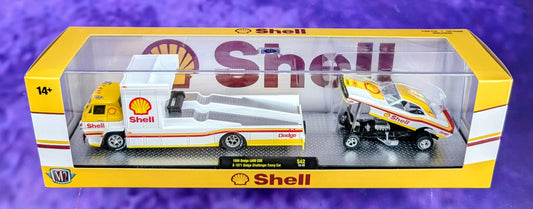 M2 Machines 1966 Dodge L600 COE & 1971 Dodge Challenger Funny Car - Shell Oil - S42 23-20