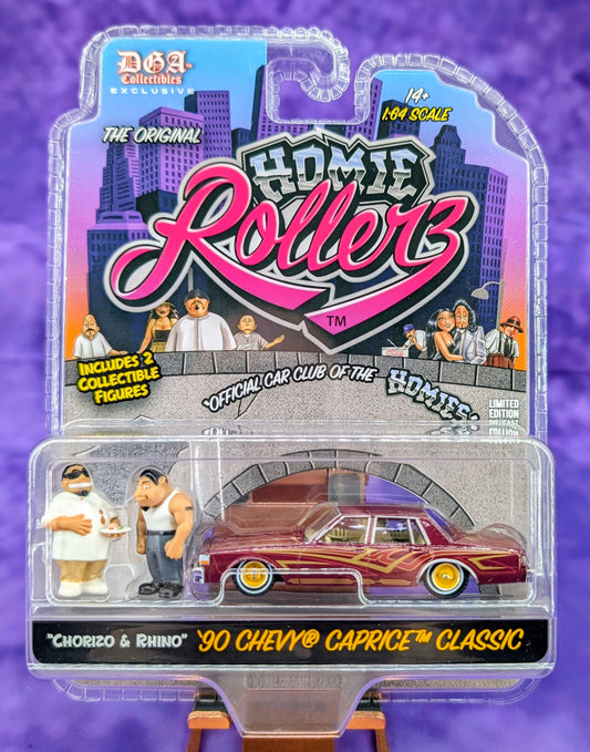 Homie Rollerz 1990 Chevrolet Caprice Classic w/ Chorizo & Rhino - Greenlight x DGA