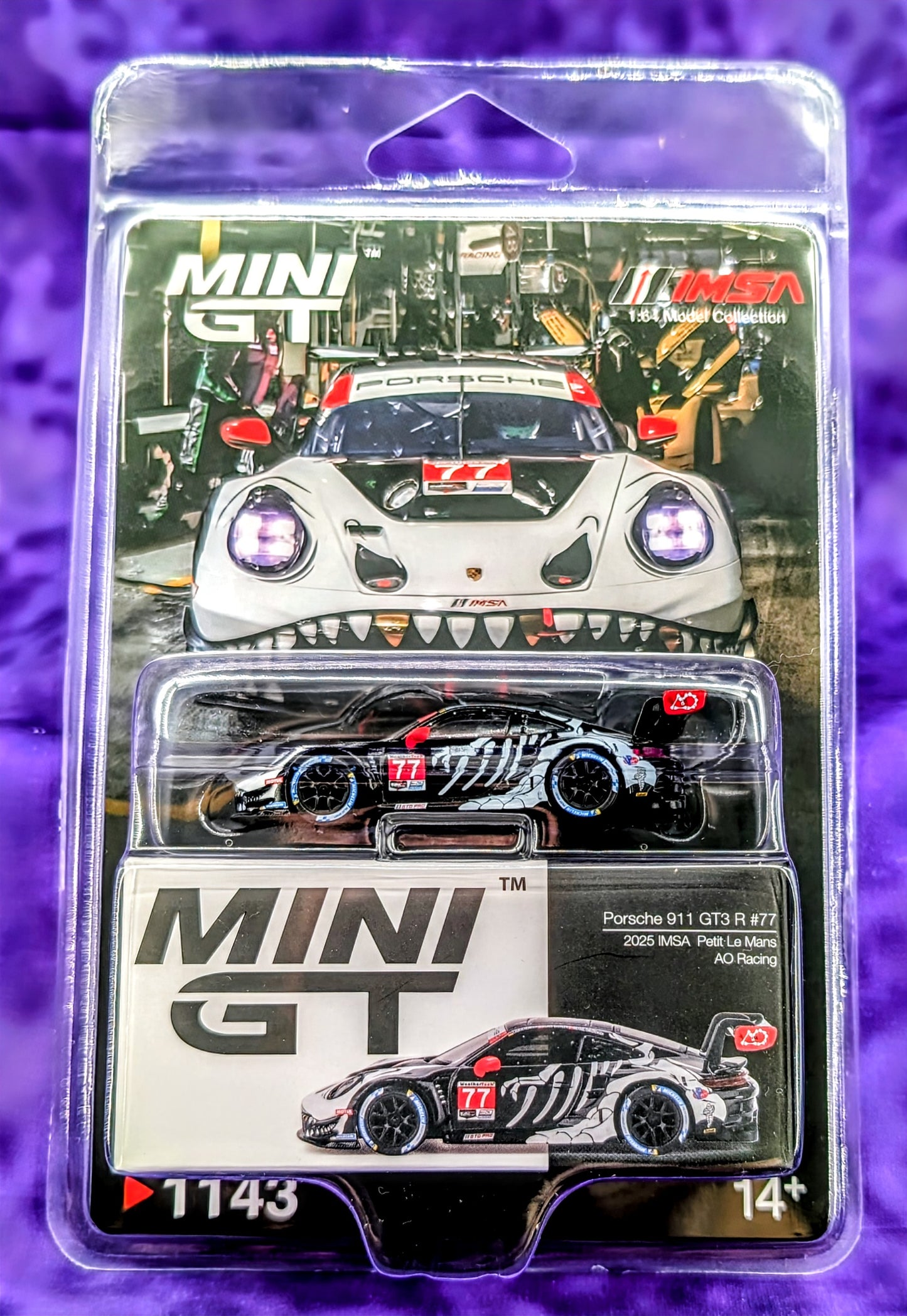 Mini GT "Skelly" Porsche 911 GT3 R #77 2025 IMSA Petit Le Mans AO Racing - #1143