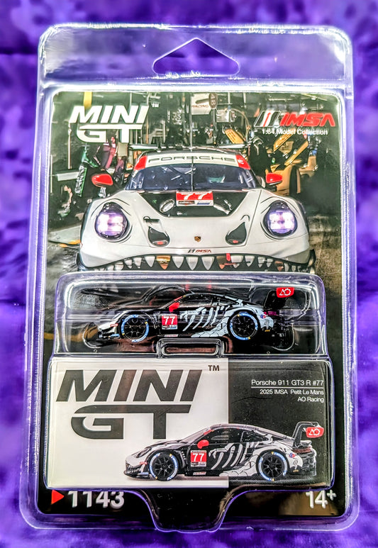 Mini GT "Skelly" Porsche 911 GT3 R #77 2025 IMSA Petit Le Mans AO Racing - #1143
