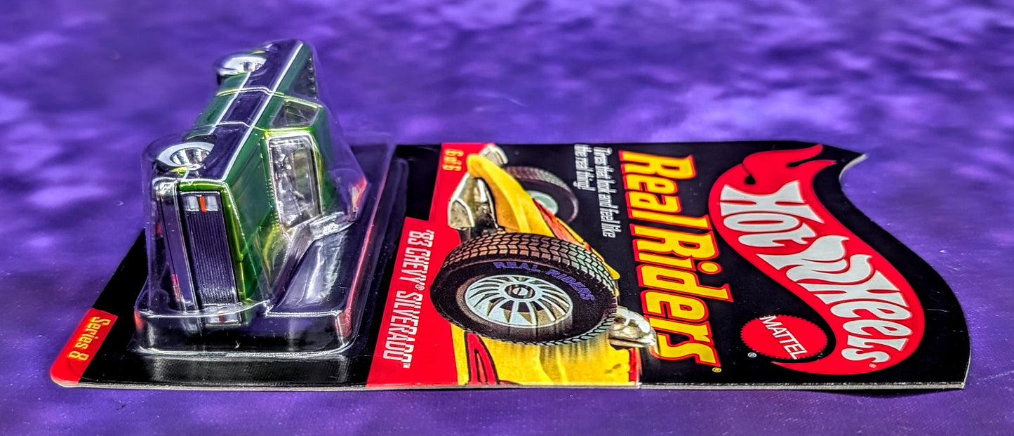 Hot Wheels RLC '83 Chevy Silverado - Real Riders Series 8 (Antifreeze w/ Chrome Center) Limited 02587/3000 - Red Line Club