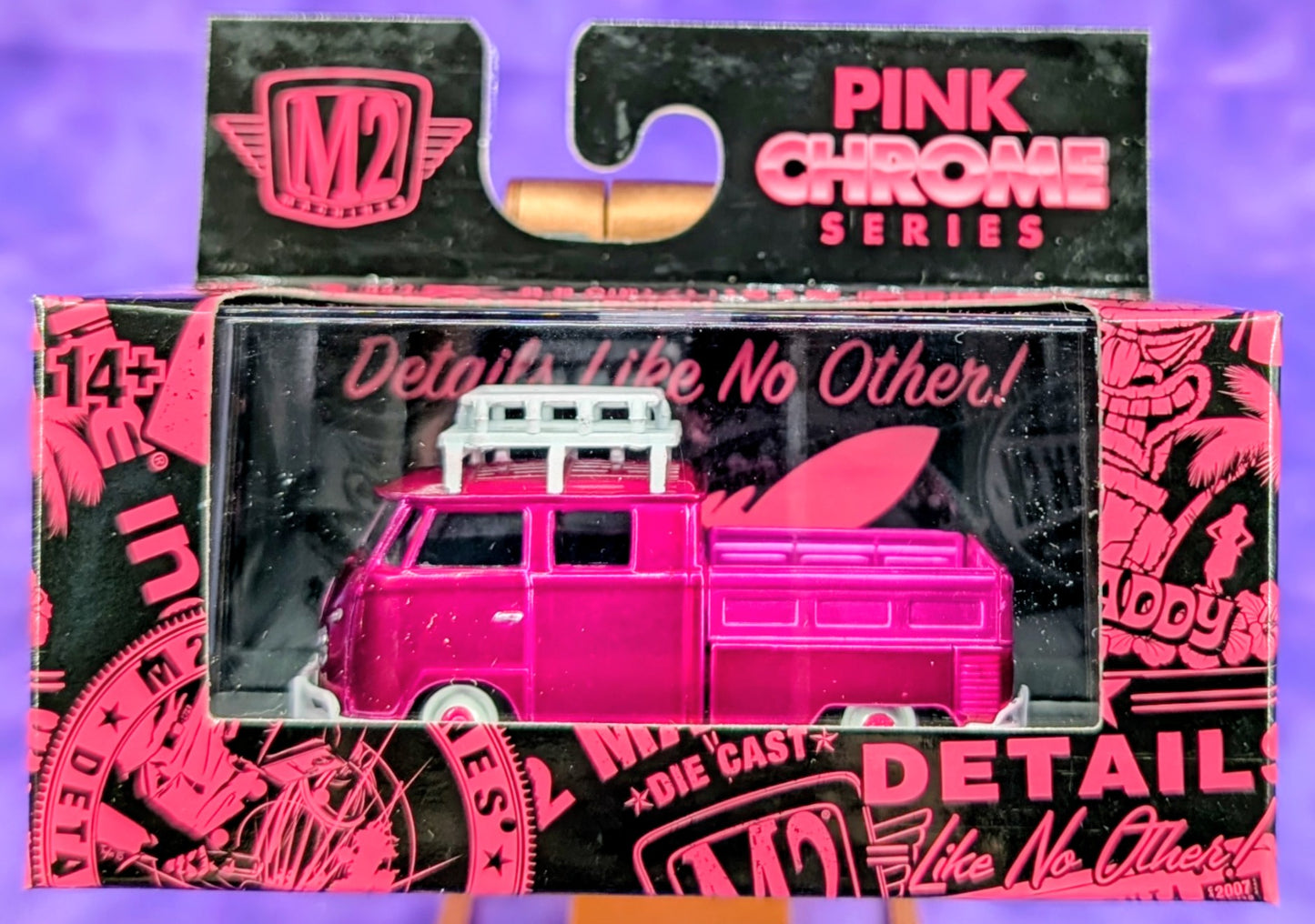 M2 Machines 1959 VW Double Cab Truck USA Model - Pink Chrome Series - R01 24-03
