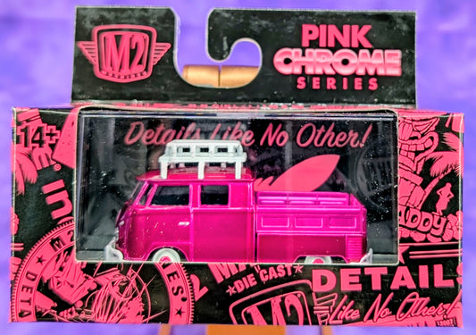 M2 Machines 1959 VW Double Cab Truck USA Model - Pink Chrome Series - R01 24-03
