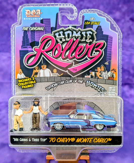 Homie Rollerz 1970 Chevrolet Monte Carlo w/ Mr. Grins & Tree Top - Greenlight x DGA