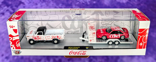 M2 Machines 1969 Ford F-100 Ranger 4X4 & 1990 Ford Mustang GT Fox Body - Coca-Cola - TW39 25-08