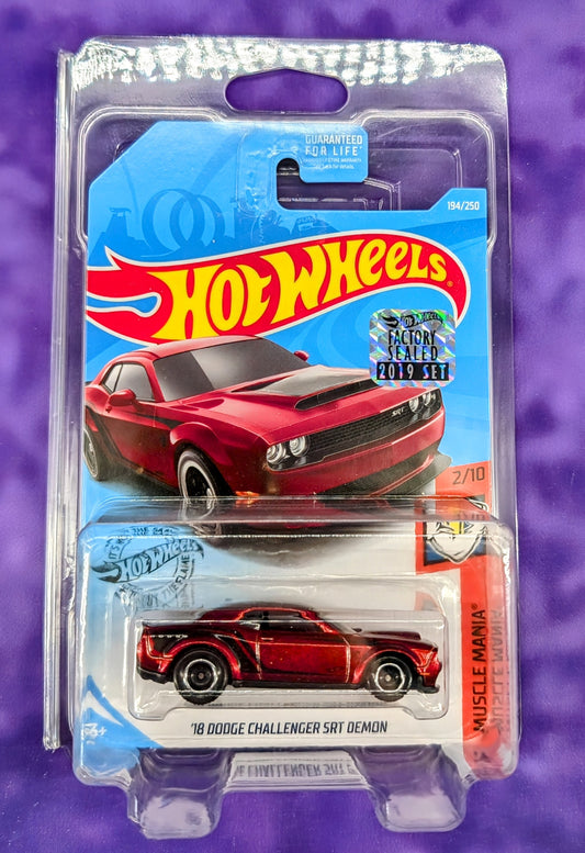 Hot Wheels Factory Sealed '18 Dodge Challenger SRT Demon Super Treasure Hunt - 1 of 1000