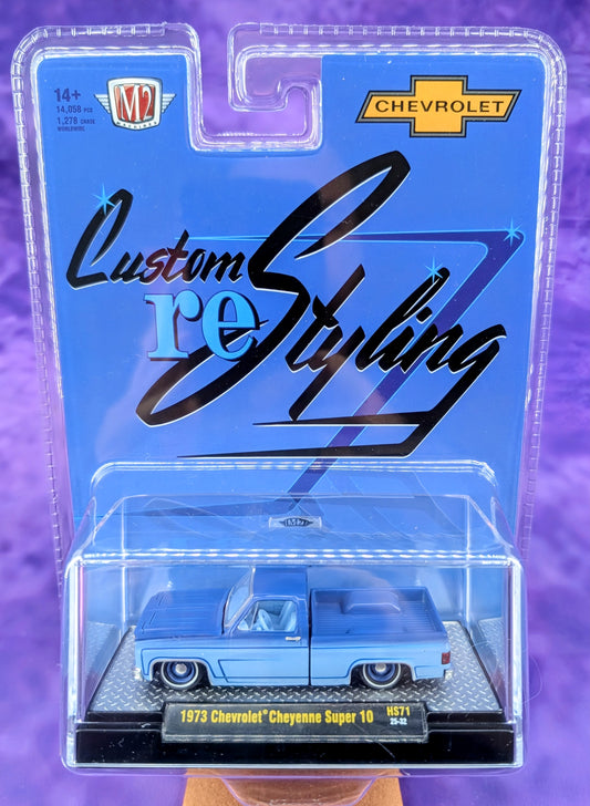 M2 Machines 1:64 1973 Chevrolet Cheyenne Super 10 Custom Re Styling – Blue – Hobby Exclusive
