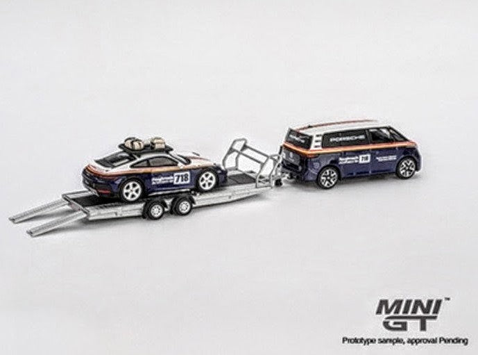 Mini GT Porsche 911 Dakar & Volkswagen ID. Buzz w/ Trailer - Porsche Centrum Gelderland Roughroads Set