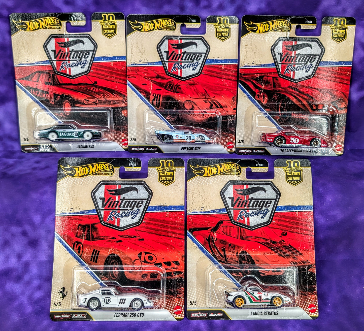 Hot Wheels Vintage Racing (Ferrari, Porsche) - Set of 5 - Car Culture - Premium