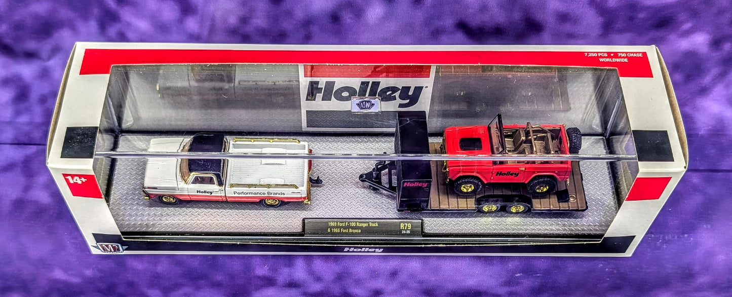 CHASE M2 Machines 1969 Ford F-100 Ranger Truck & 1966 Ford Bronco - Holley - Auto-Haulers