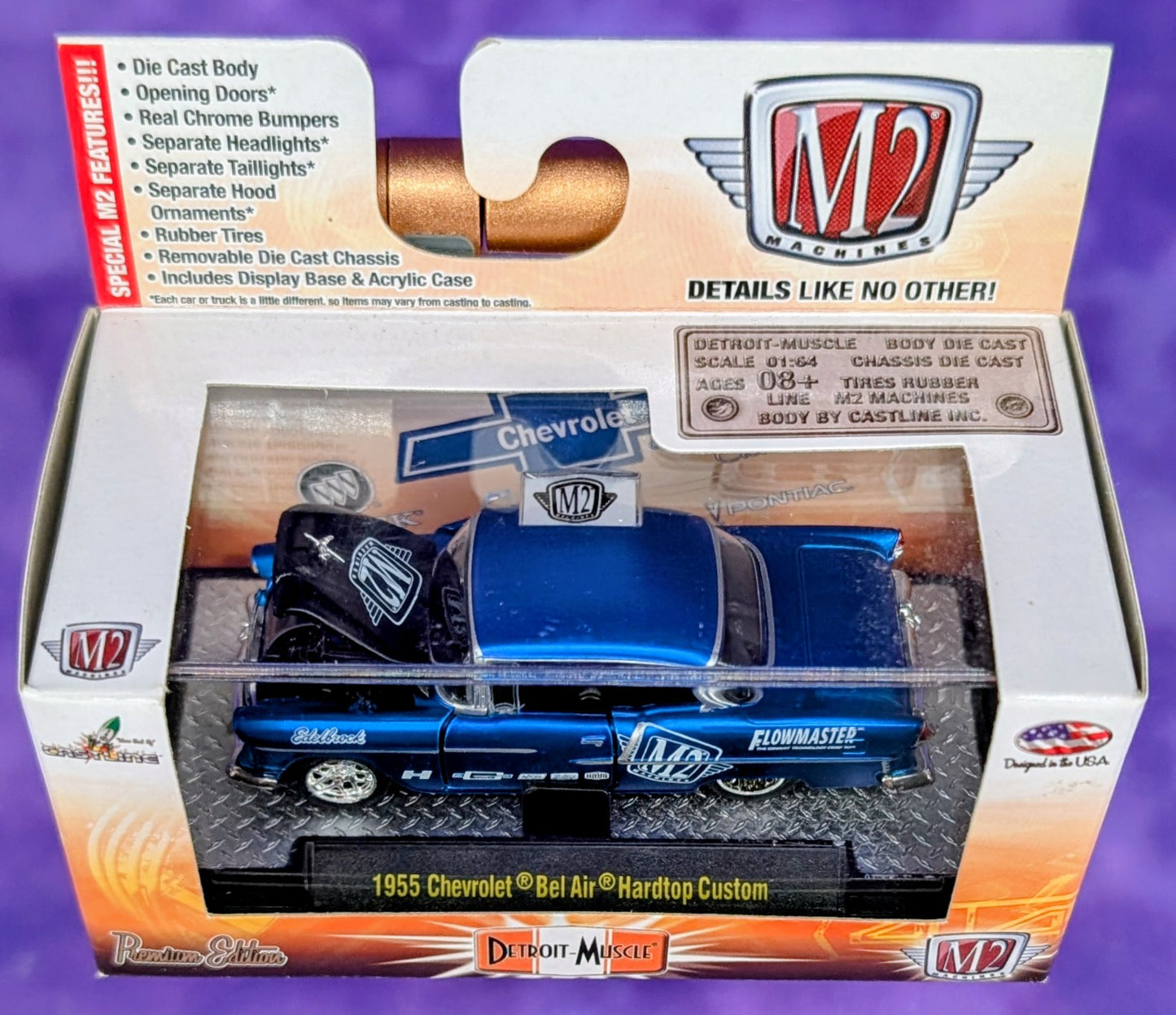 M2 Machines 1955 Chevrolet Bel Air Hardtop Custom - Edelbrock - Flowmaster